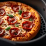 Crispy air fryer tortilla pizza recipe with melted mozzarella and pepperoni
