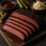 Smoking BBQ corned beef brisket on grill