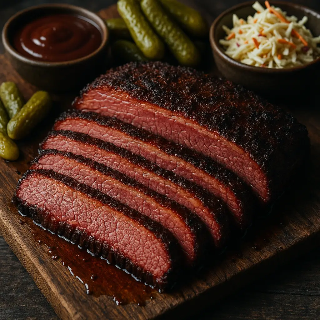 Smoking BBQ corned beef brisket on grill