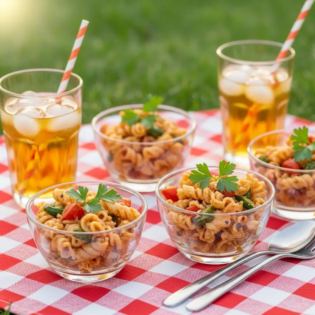 BBQ pasta salad served at summer gathering
