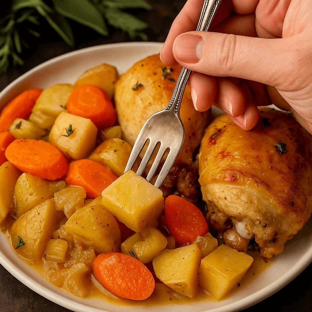 chicken breast and vegetable slow cooker recipes in a rustic bowl