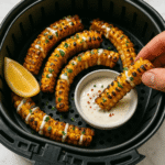 Crispy corn ribs air fryer recipe served with dip