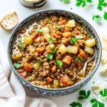 Hearty lentil stew recipe slow cooker style with vegetables