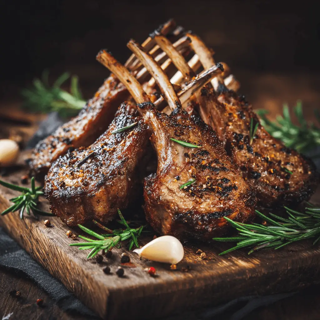 Medium rare rack of lamb air fryer recipes with garlic herb crust