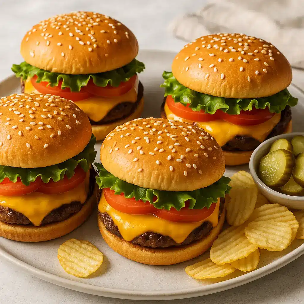 weber bbq burger recipe served with toppings and sides
