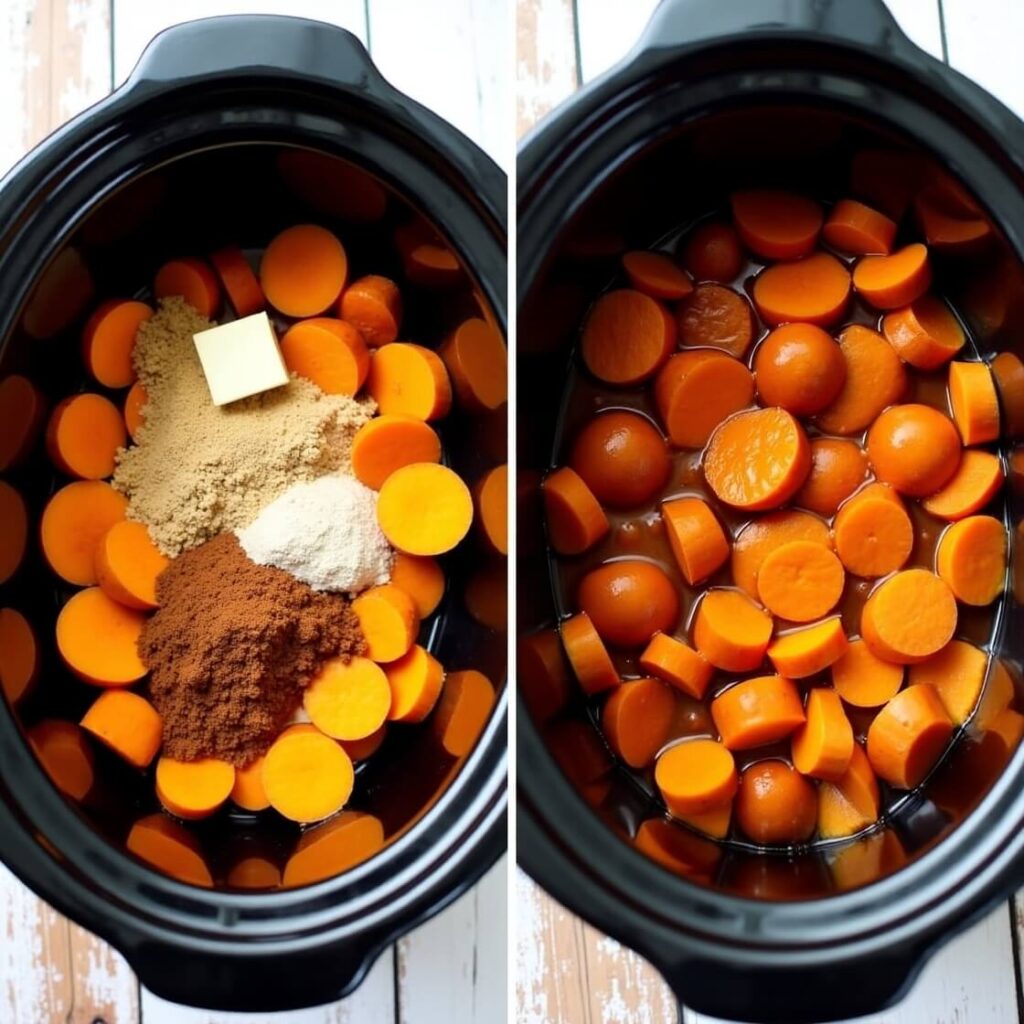 slow cooker candied yams recipes mid-cooking process