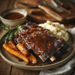 Slow Cooker Country Style Beef Ribs served with mashed potatoes
