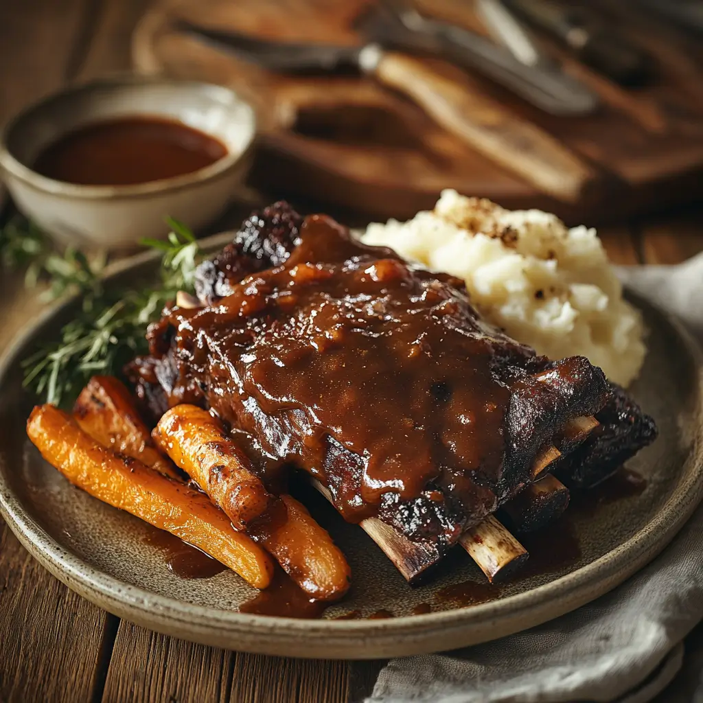 Slow Cooker Country Style Beef Ribs served with mashed potatoes