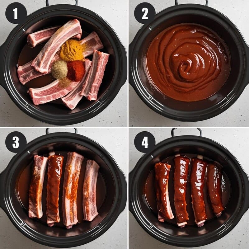 Seasoned country style ribs in slow cooker