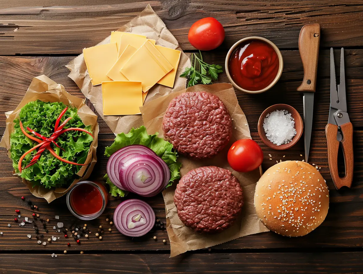 Fresh ingredients for Weber BBQ burger