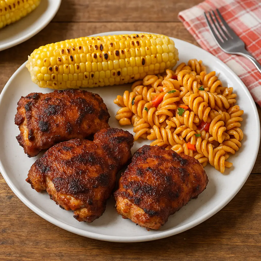 grilled chicken with bbq rub and summer sides