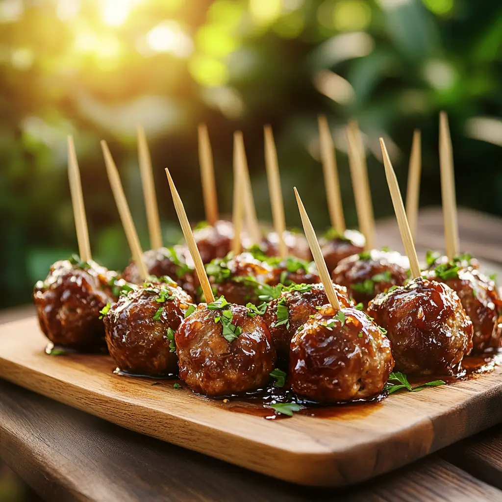 bbq meatballs served as appetizer