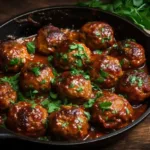 BBQ meatballs that stick in skillet with glaze