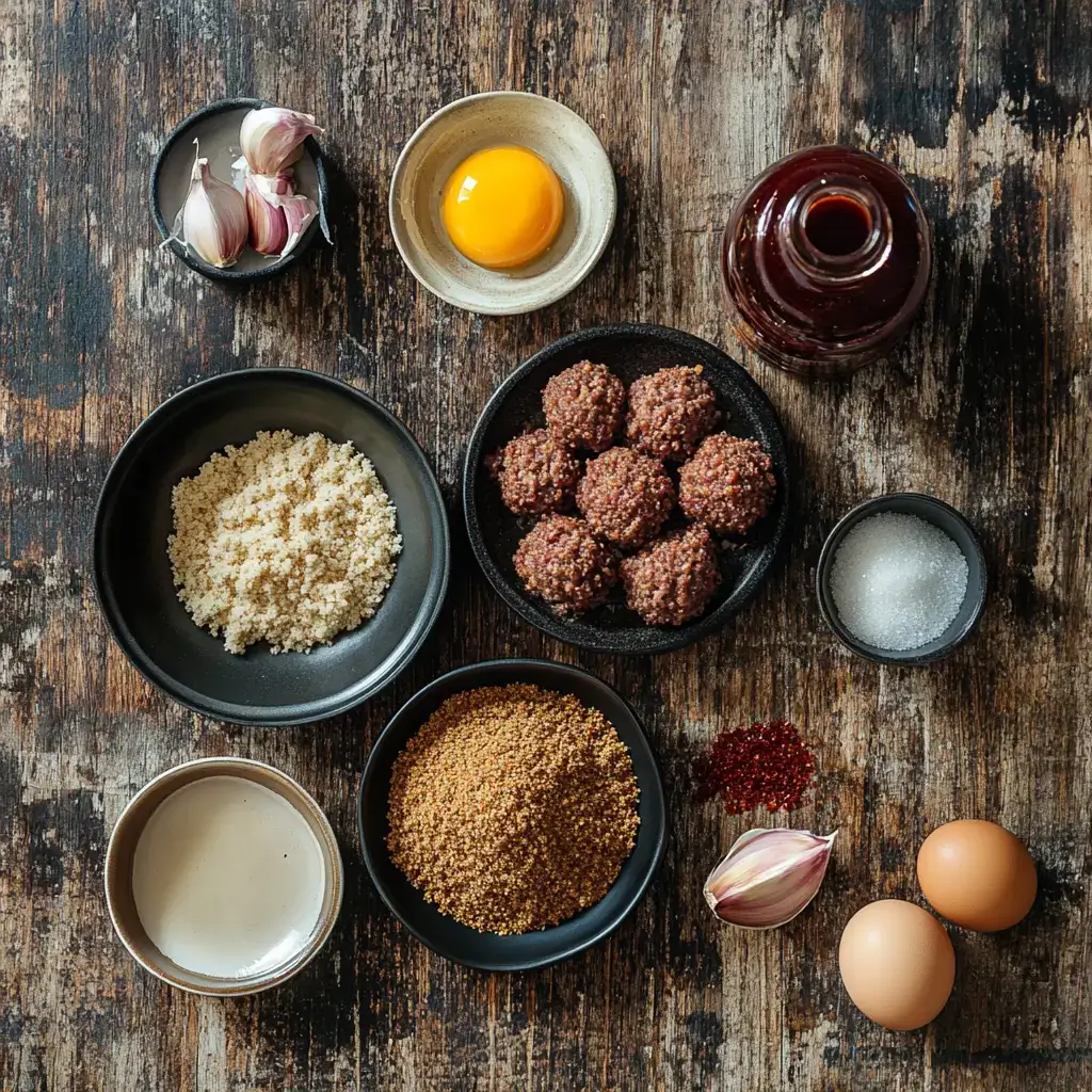 Ingredients for BBQ meatballs with sticky glaze