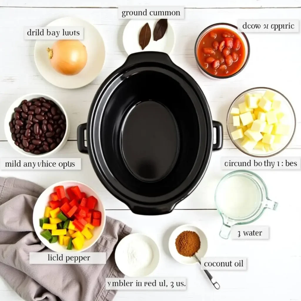 Ingredients for slow cooker black beans recipe