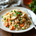 Creamy slow cooker rice with chicken and vegetables