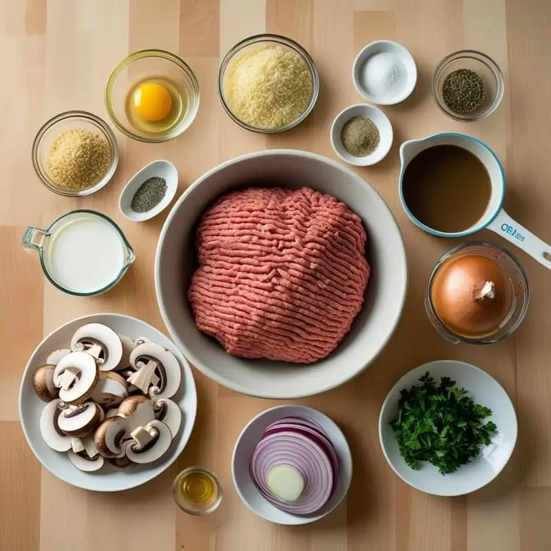 Slow Cooker Salisbury Steak ingredients laid out on table