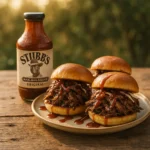 Stubb’s barbecue sauce with pulled beef sliders