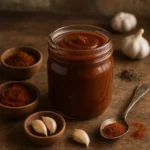 sugar free barbecue sauce in jar with ingredients