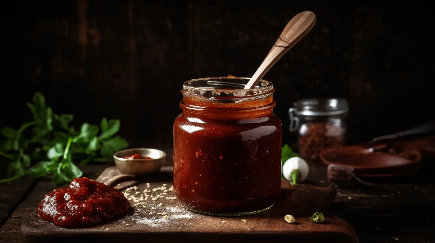 Jar of sugar-free barbecue sauce with ingredients