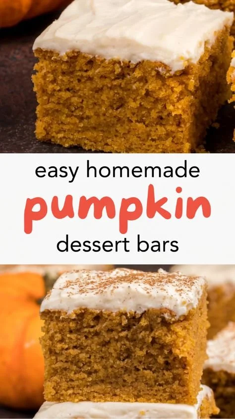 Delicious gluten-free keto pumpkin bars topped with cream cheese frosting.