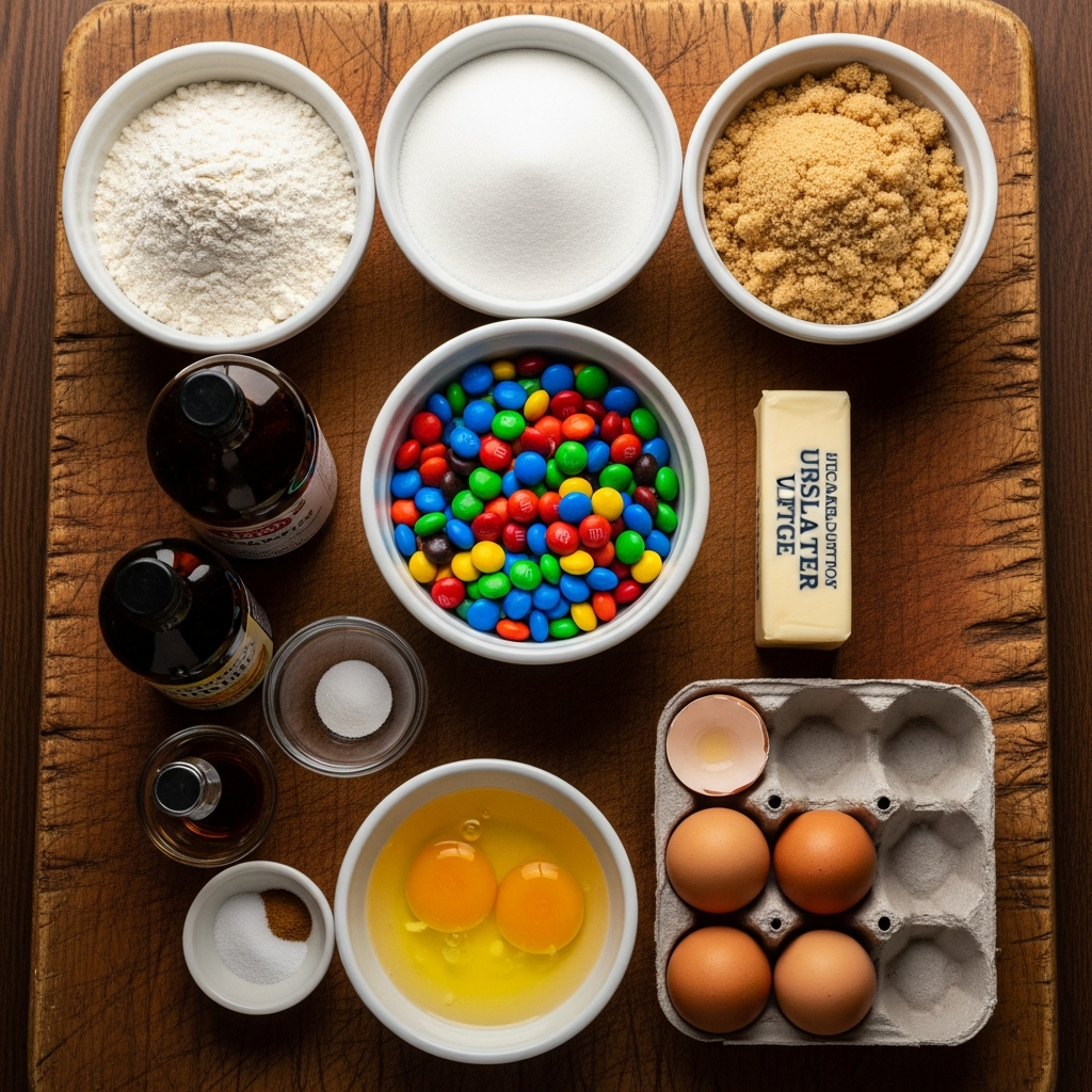 M&M cookie barsingredients