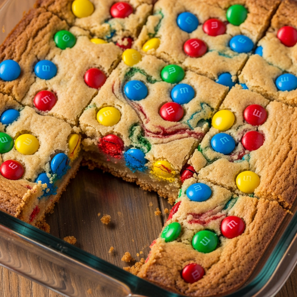 M&M cookie barssteps