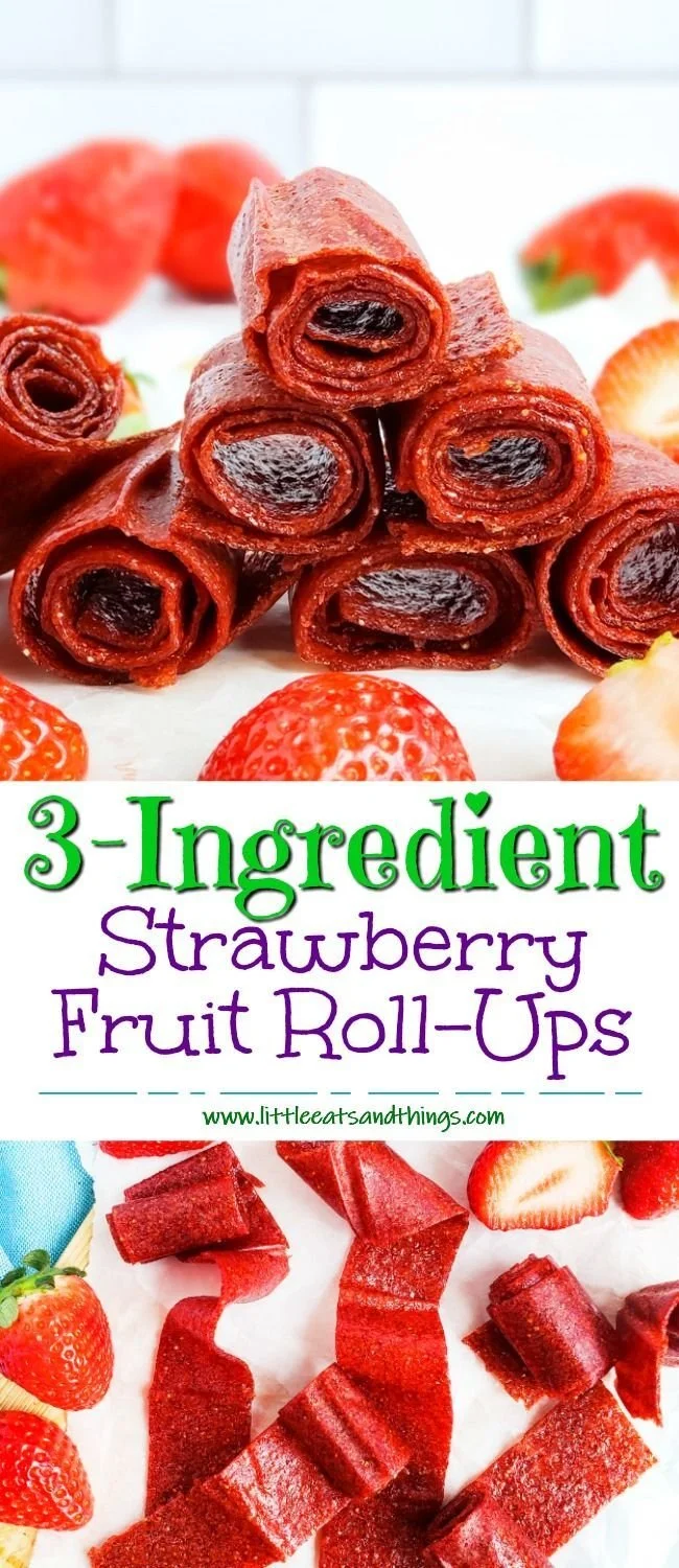 Homemade strawberry fruit roll-ups made from fresh strawberries.