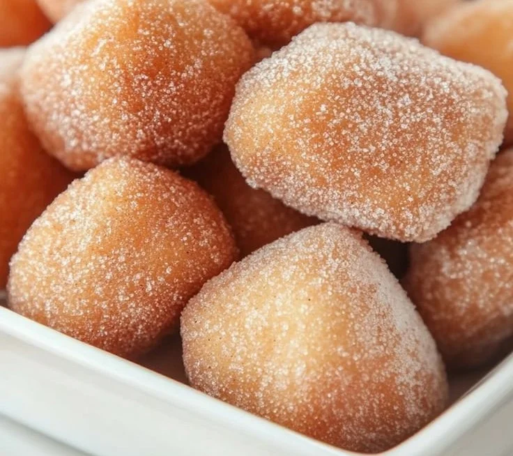 Crispy air fryer churro bites served with dipping sauce