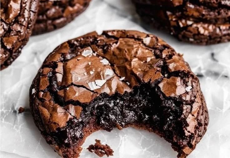 Delicious gourmet brownie cookies stacked on a plate