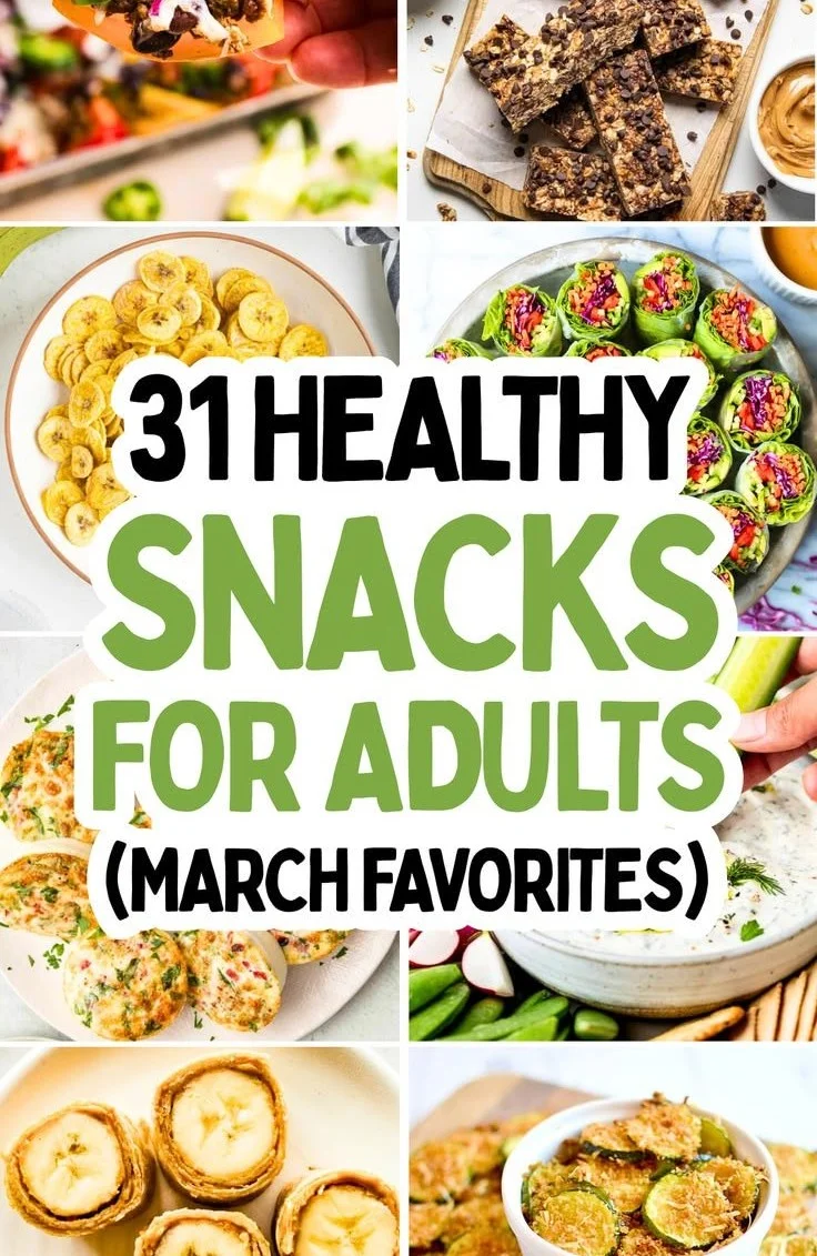 31 healthy snack recipes for March, featuring nutritious ingredients and easy preparation.
