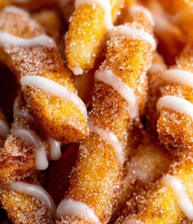 Crispy Air Fryer Apple Fries served on a plate