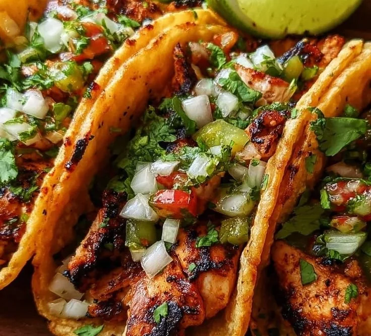 Delicious chicken street tacos topped with fresh ingredients