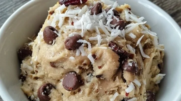Bowl of Greek Yogurt Edible Cookie Dough with chocolate chips