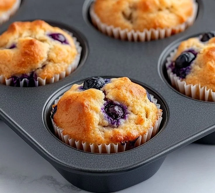 Delicious and hearty blueberry protein muffins ready to enjoy.