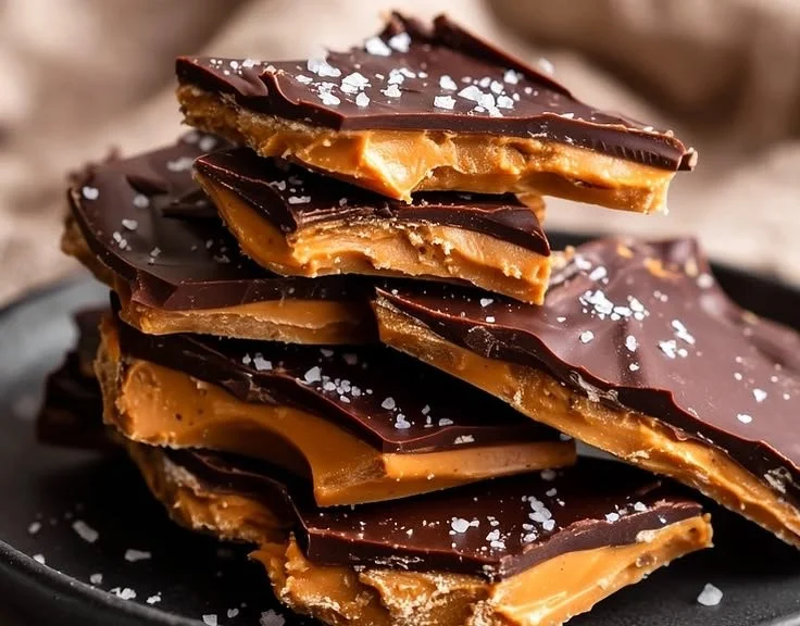 Delicious peanut butter frozen yogurt bark topped with chocolate and nuts.