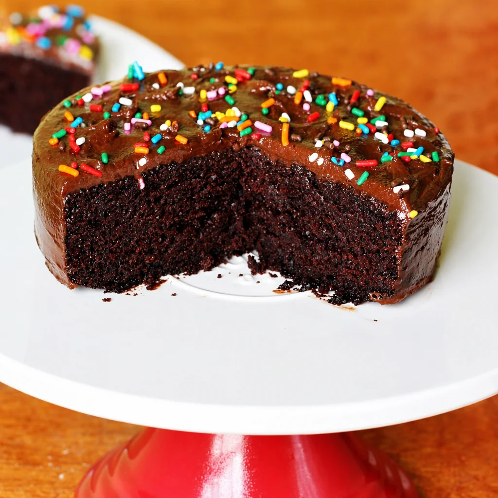 Delicious eggless chocolate cake with rich frosting, perfect for vegan desserts.