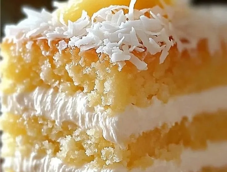 Delicious Pineapple Coconut Cake with tropical flavors and creamy frosting.