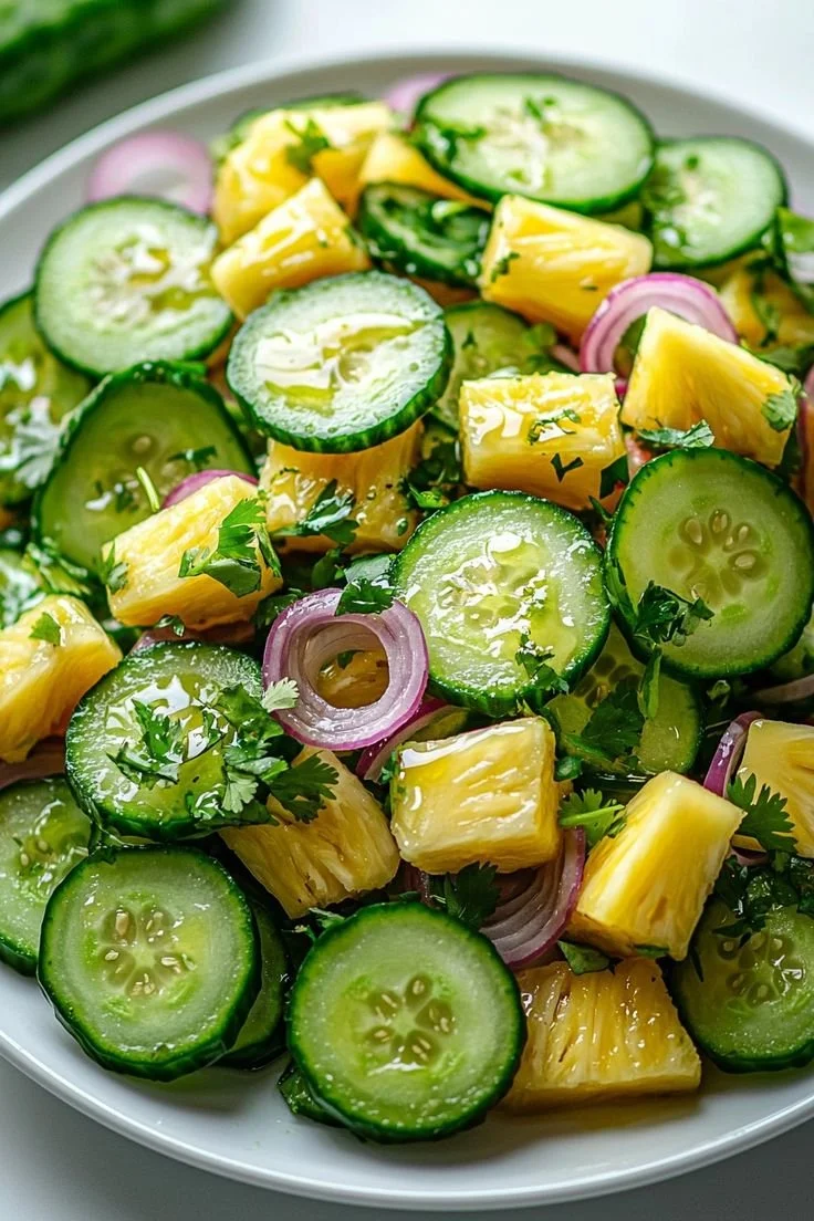 Fresh Pineapple Cucumber Salad with vibrant textures and colors
