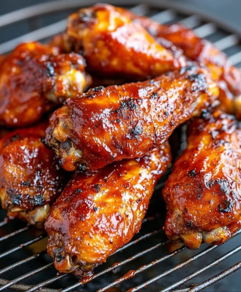 Deliciously cooked oven baked BBQ wings served on a platter.