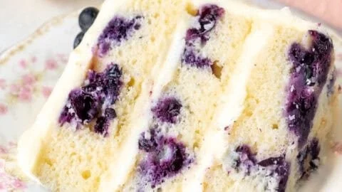 Bright Lemon Blueberry Layer Cake with vibrant layers and fresh blueberries