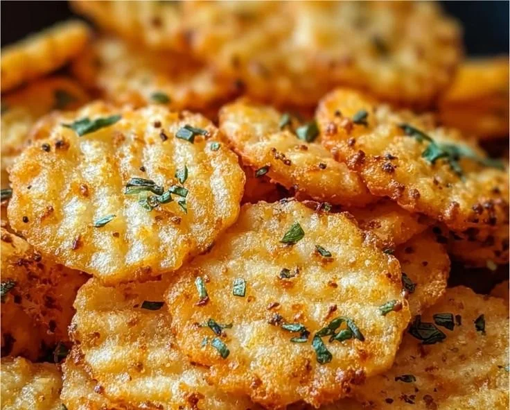 Delicious cheesy garlic Ritz Bits ready to serve as a snack.