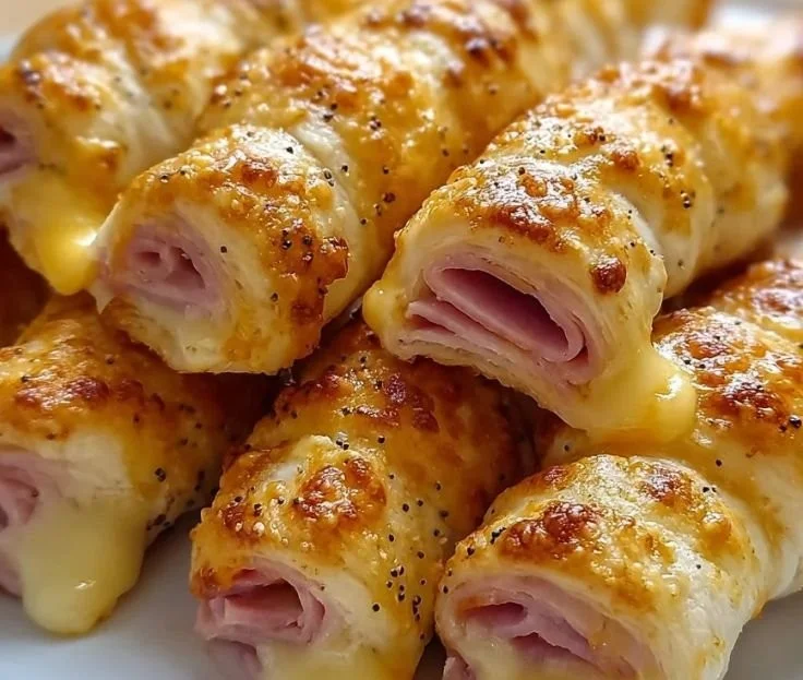 Delicious cheesy ham stick bites served on a platter