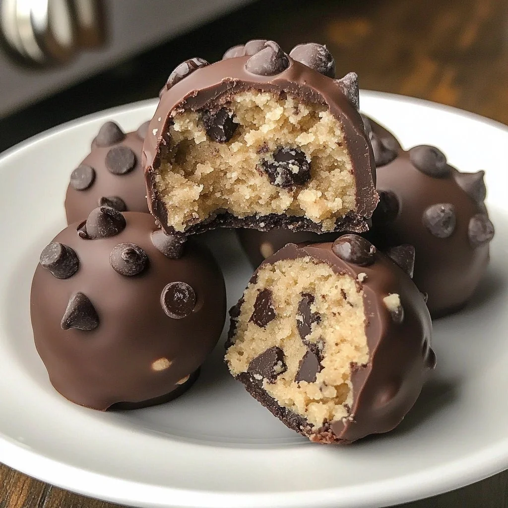 Delicious cookie dough chocolate chip truffles dessert