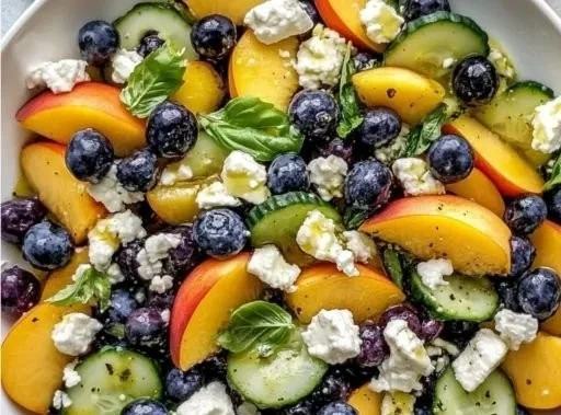 Refreshing summer garden salad with fresh vegetables and herbs