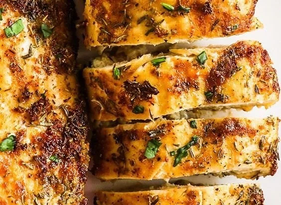 Crispy air fryer chicken breasts served with side dishes