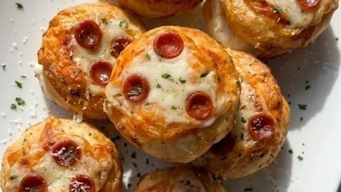 Delicious Garlic Butter Pizza Cupcakes served on a platter
