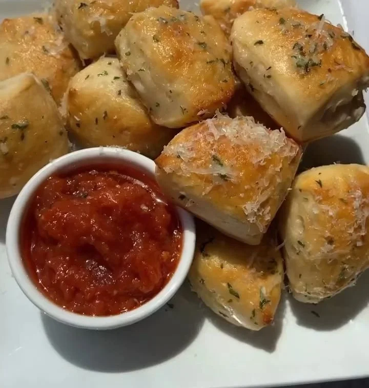 Delicious Garlic Parmesan Biscuit Bites fresh out of the oven.