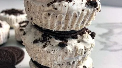 Healthy No-Bake Oreo Cheesecake Bites topped with crushed Oreo cookies
