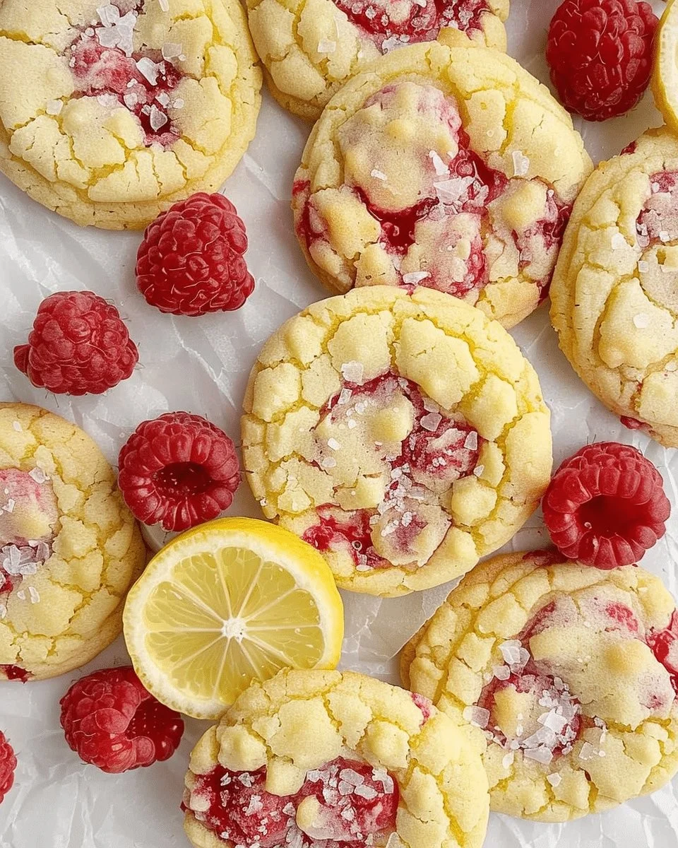 Plate of fresh lemon raspberry cookies with vibrant color and unique texture
